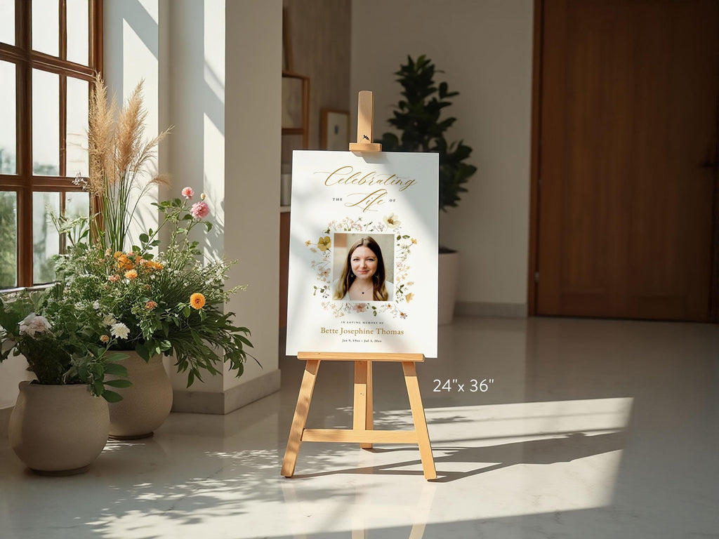 Flower Garden Large Memorial Welcome Sign | Canva Template (4 Sizes)