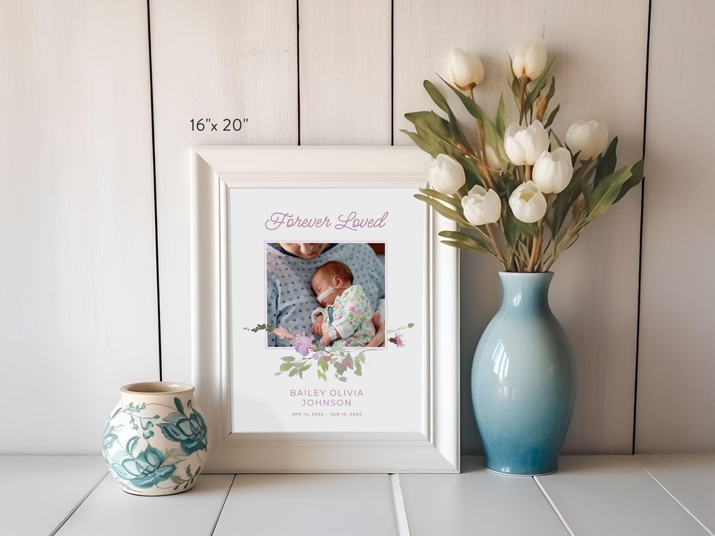 Infant Loss Pink Wildflower Large Memorial Welcome Sign | Canva Template (4 Sizes)