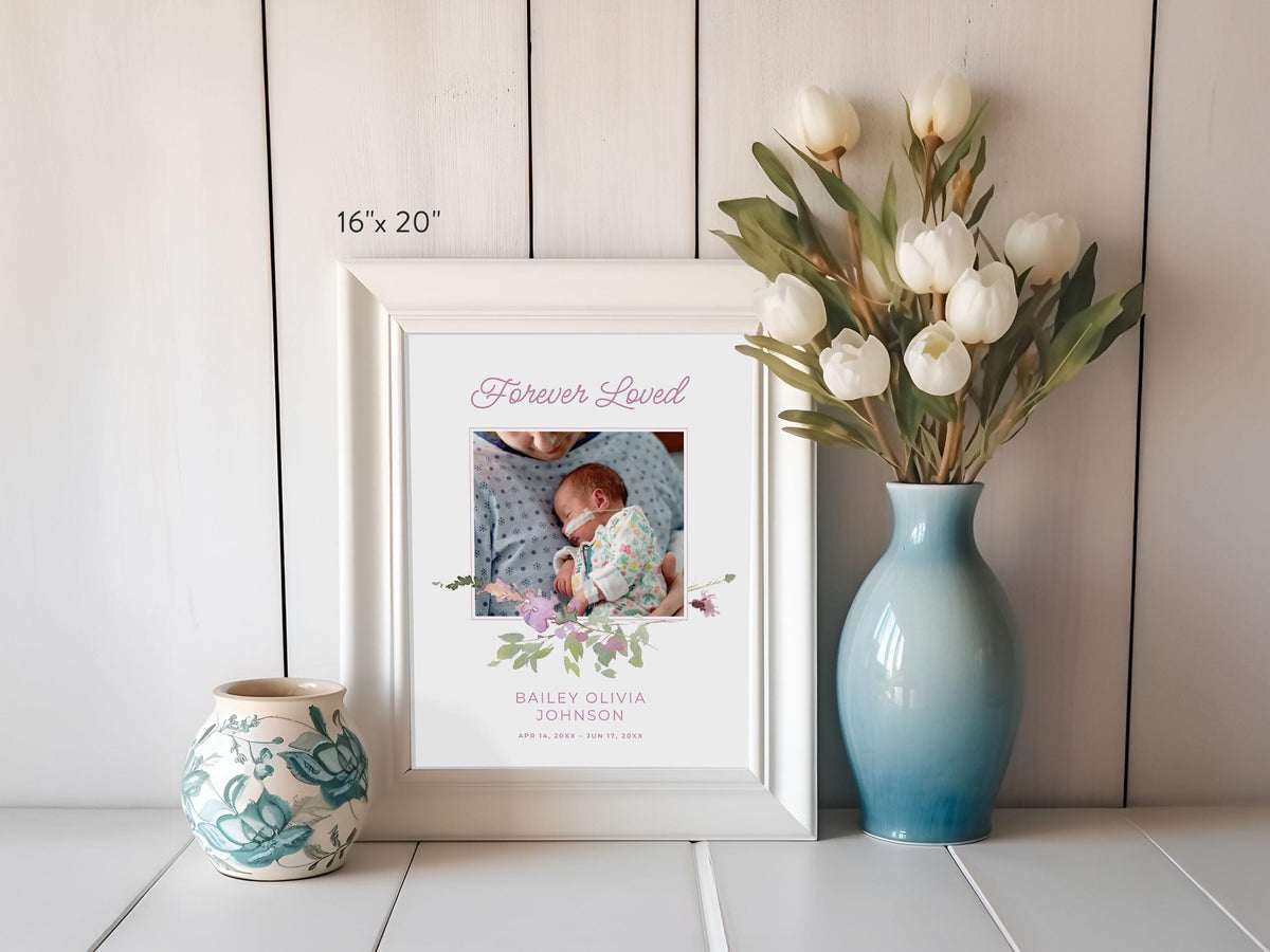 Infant Loss Pink Wildflower Large Memorial Welcome Sign | Canva Template (4 Sizes)