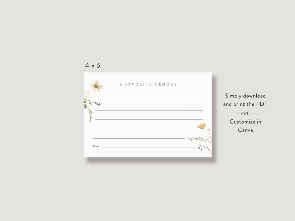 Flower Garden Share a Memory Sign and Card Set | Canva Template (8x10 in, 6x4 in)