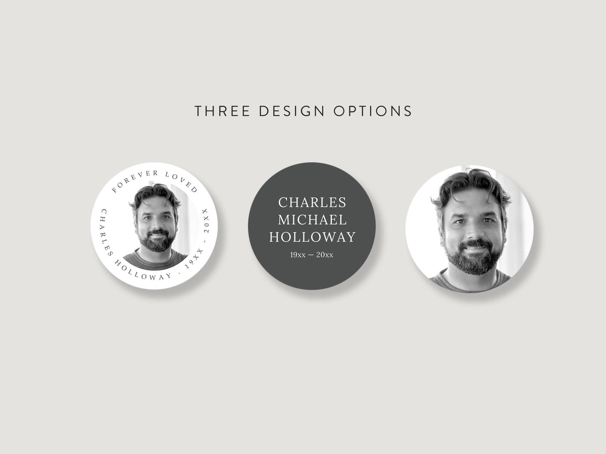 Modern Minimal Round Favor Stickers | Canva Template (2x2, 3x3, 4x4 in)