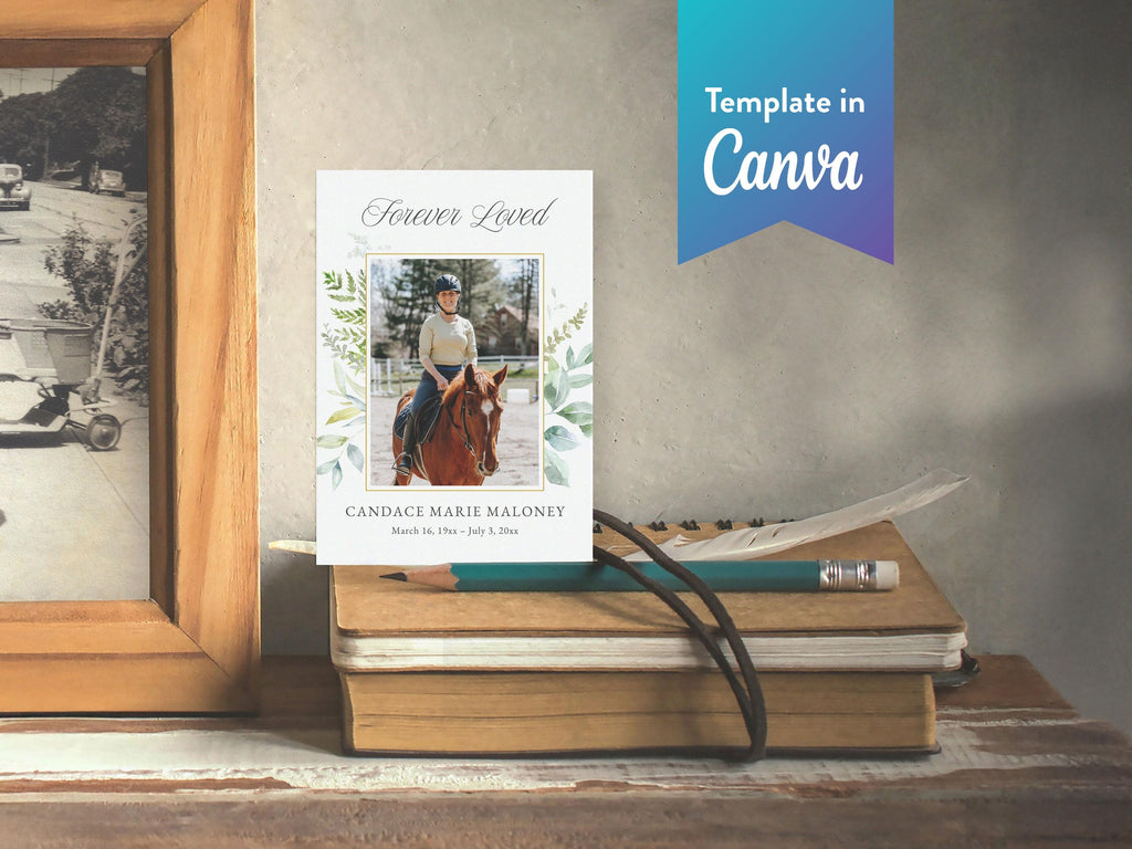 Greenery Cross Prayer Card | Canva Template, (3.5x5 in)