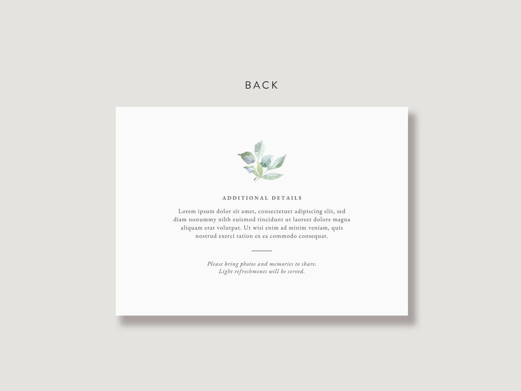 Lush Greenery Memorial Invitation | Canva Template (5x7 in)