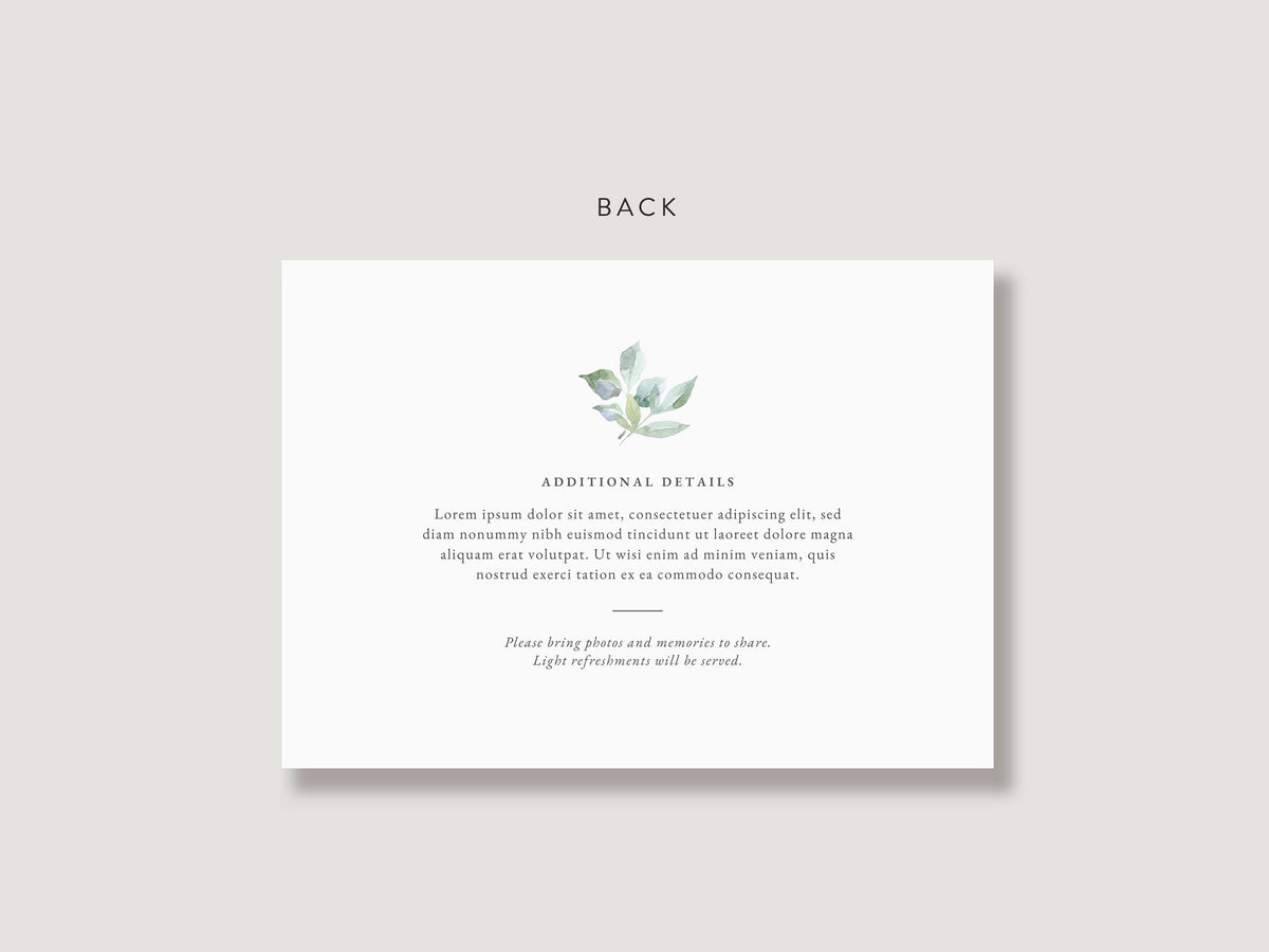Lush Greenery Memorial Invitation | Canva Template (5x7 in)