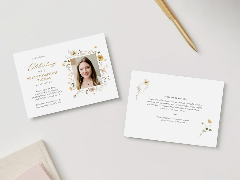 Flower Garden Memorial Invitation | Canva Template (7x5 in)