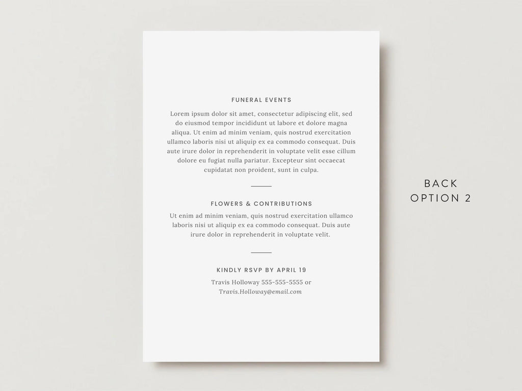 Modern Minimal Memorial Invitation | Canva Template (5x7 in)