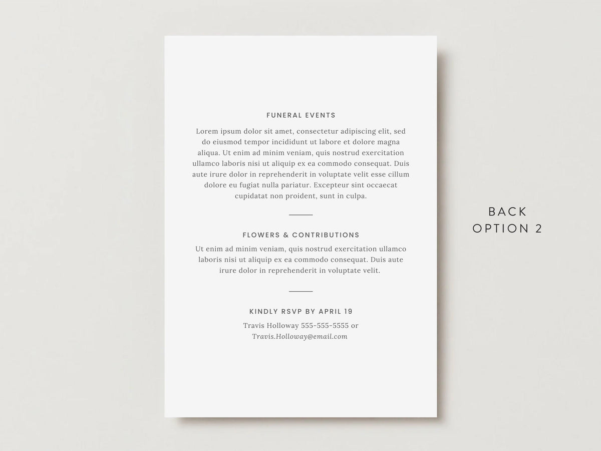 Modern Minimal Memorial Invitation | Canva Template (5x7 in)