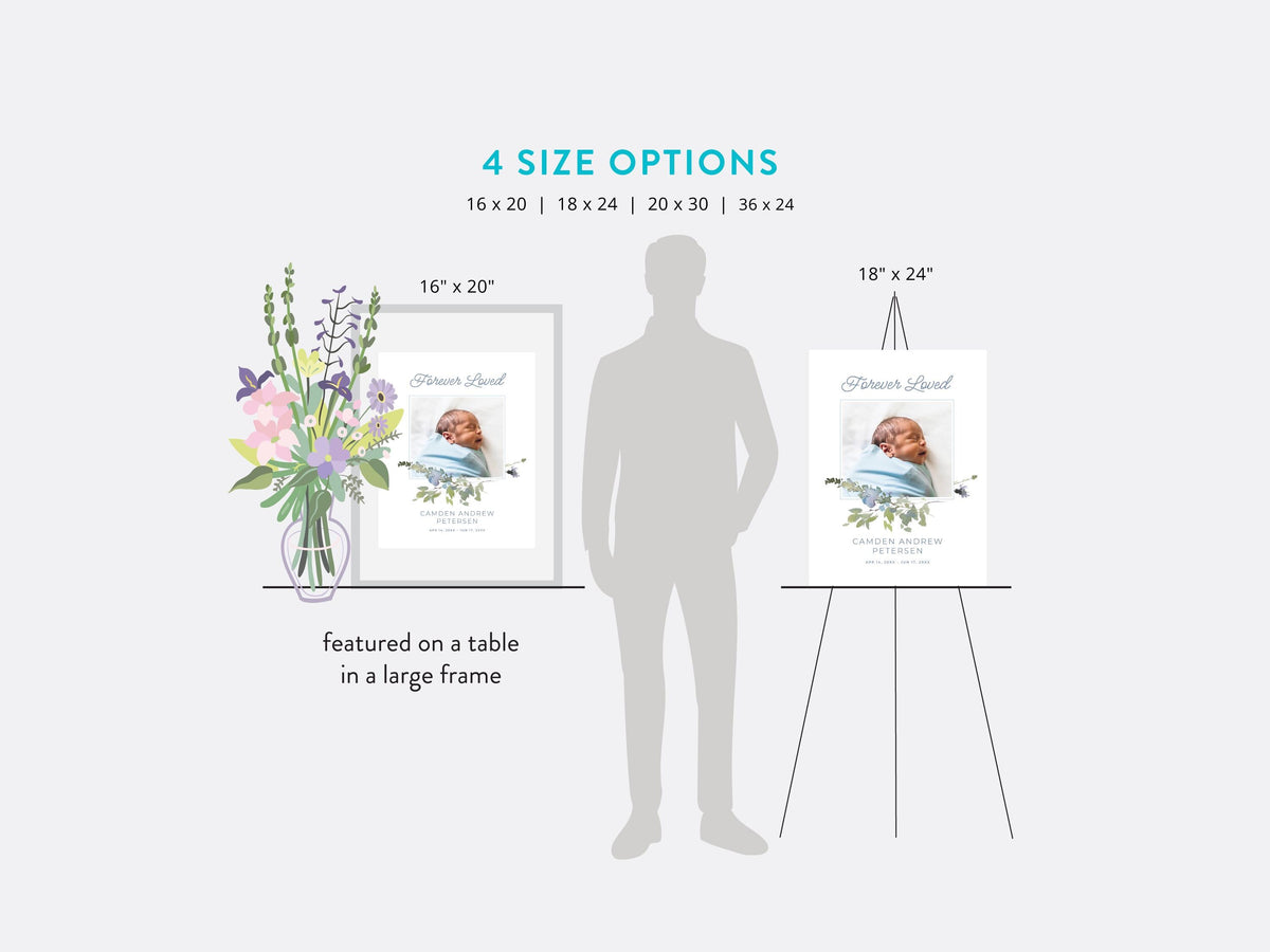 Infant Loss Blue Wildflower Large Memorial Welcome Sign | Canva Template (4 Sizes)