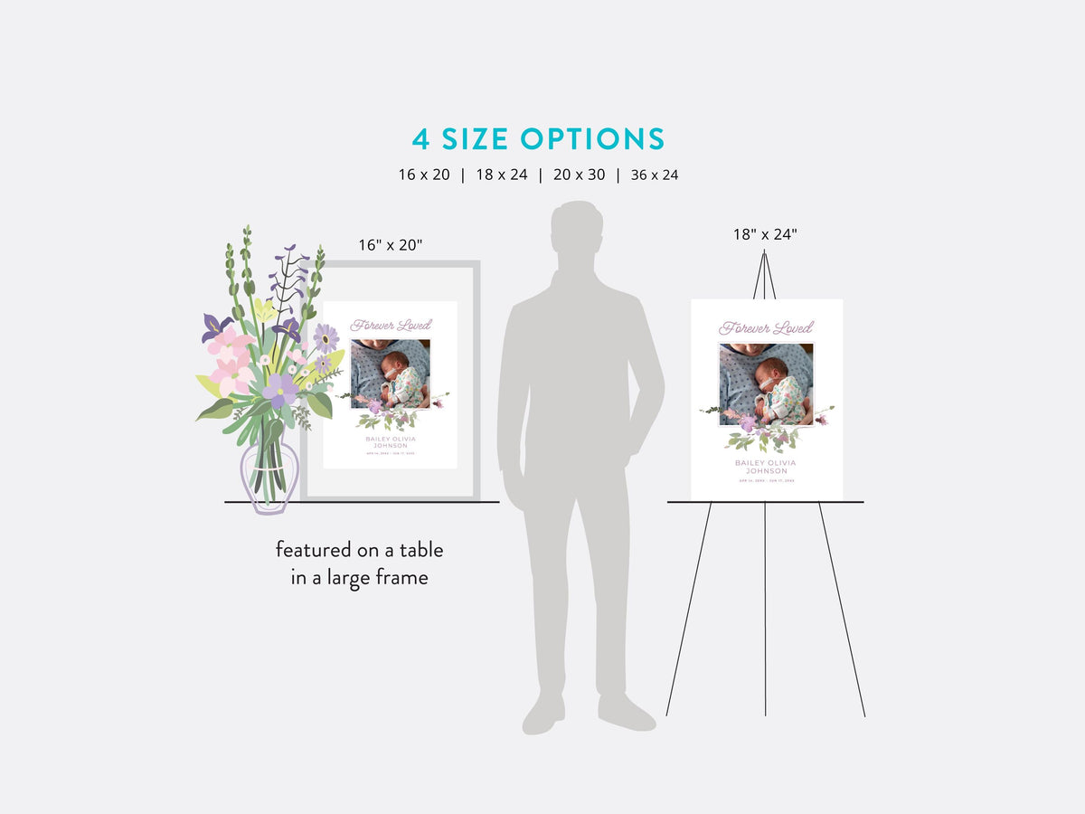 Infant Loss Pink Wildflower Large Memorial Welcome Sign | Canva Template (4 Sizes)