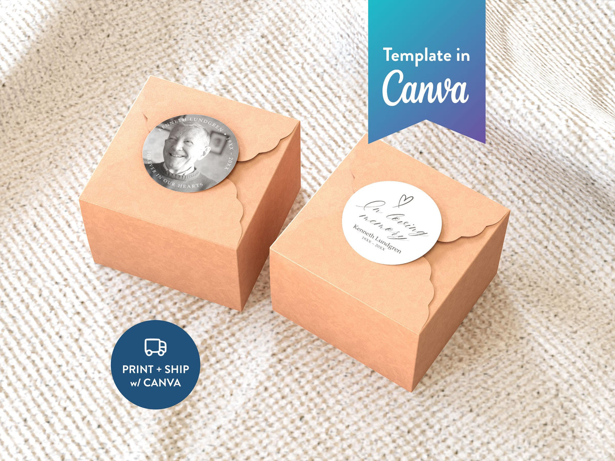 Classic Elegance Round Favor Stickers | Canva Template (2x2, 3x3, 4x4 in)
