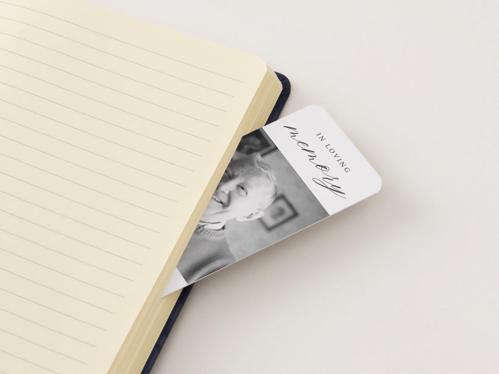 Classic Elegance Funeral Bookmark | Canva Template (2x6 in)
