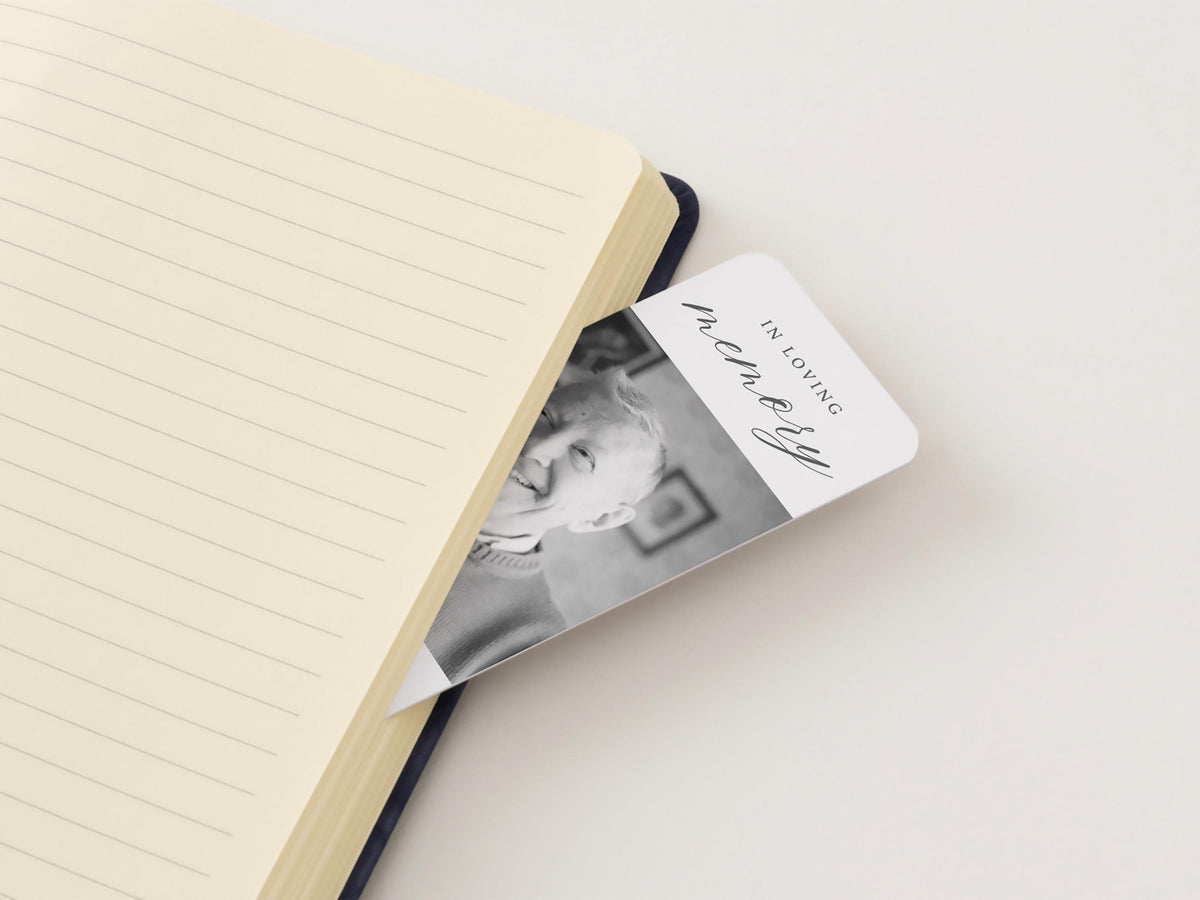 Classic Elegance Funeral Bookmark | Canva Template (2x6 in)