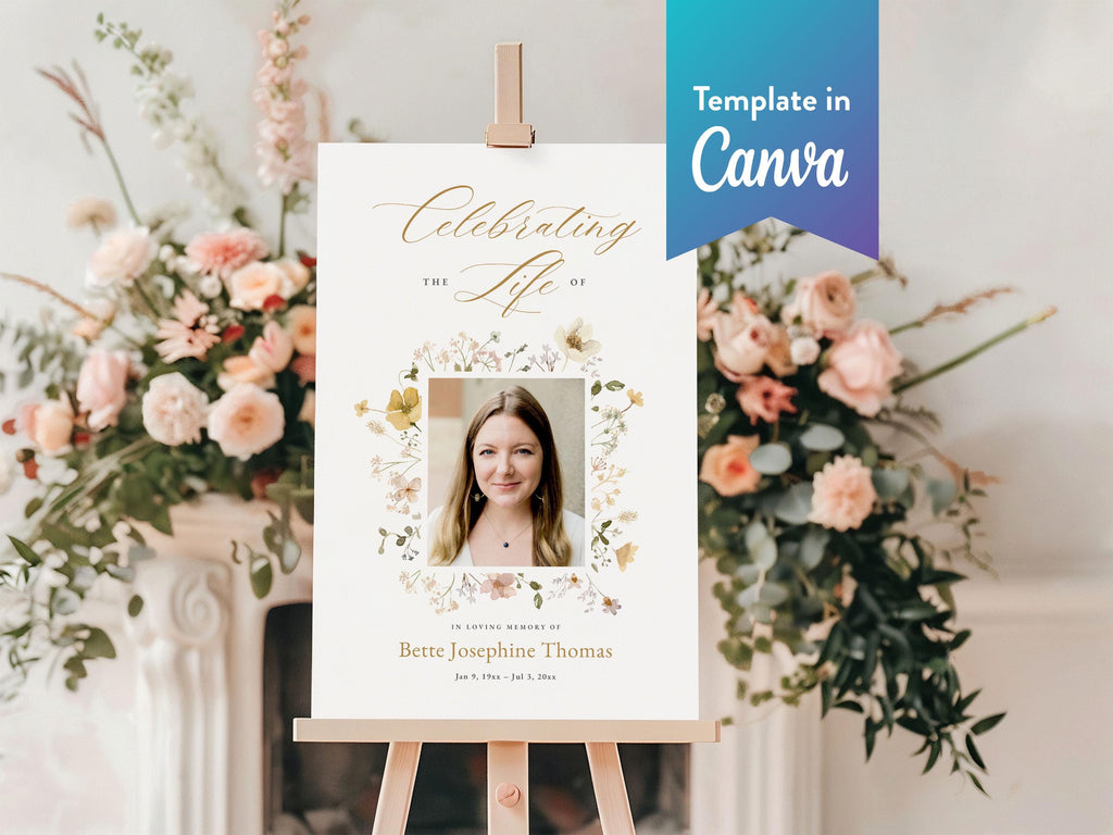 Flower Garden Large Memorial Welcome Sign | Canva Template (4 Sizes)