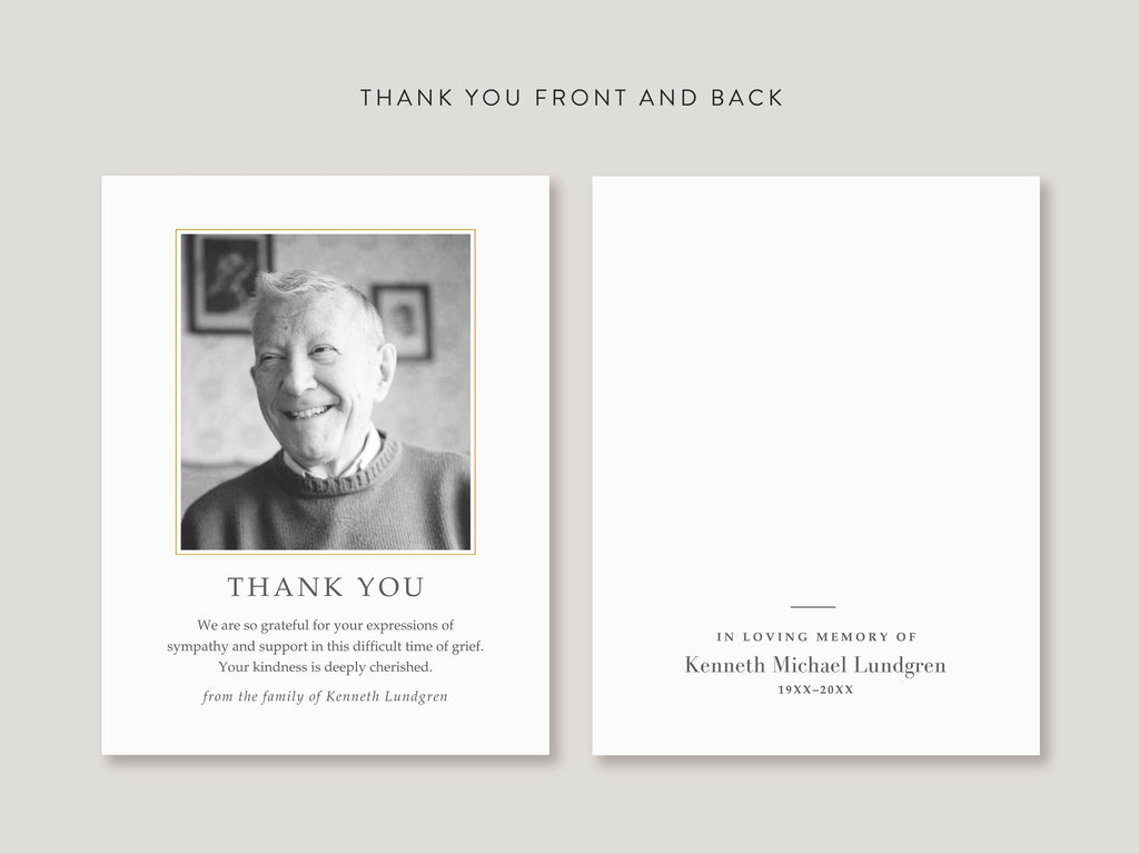 Classic Elegance Memorial Thank You | Canva Template (Flat, 4.25x5.5 in)