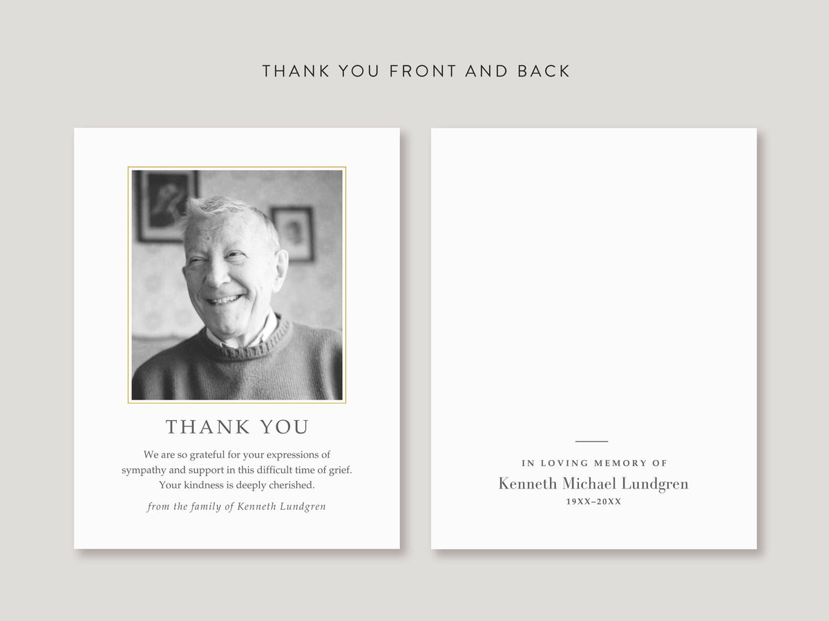Classic Elegance Memorial Thank You | Canva Template (Flat, 4.25x5.5 in)