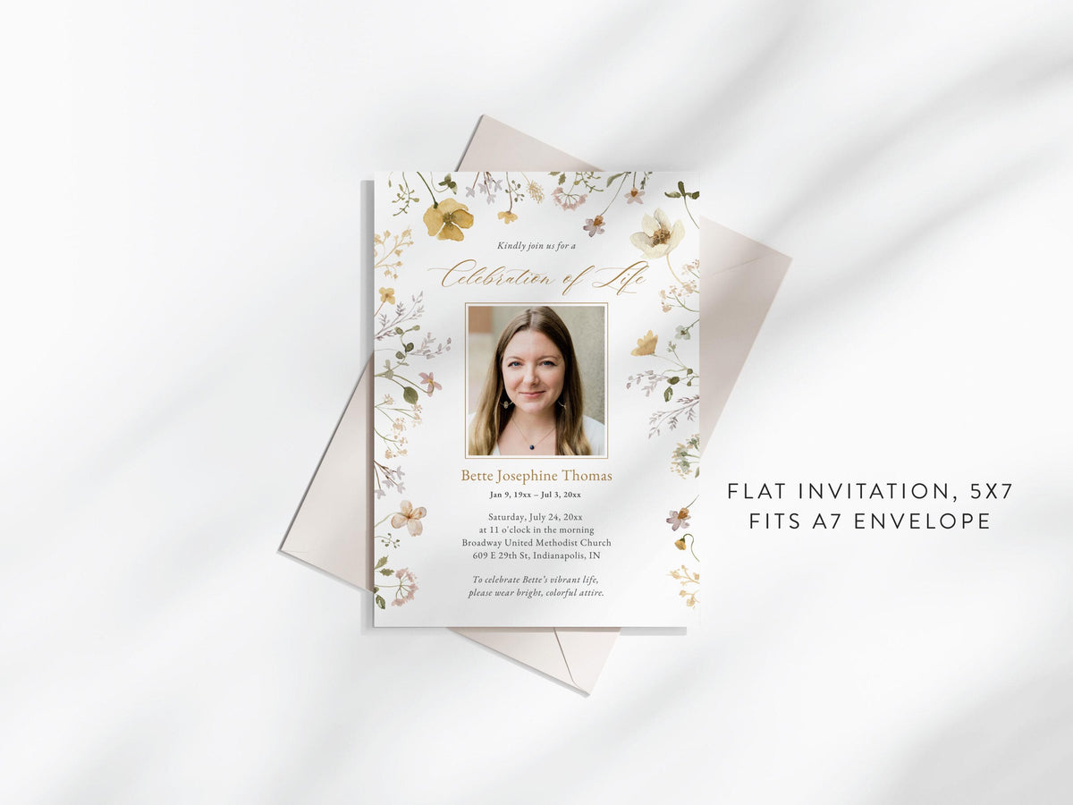 Flower Garden Memorial Invitation | Canva Template (5x7 in)