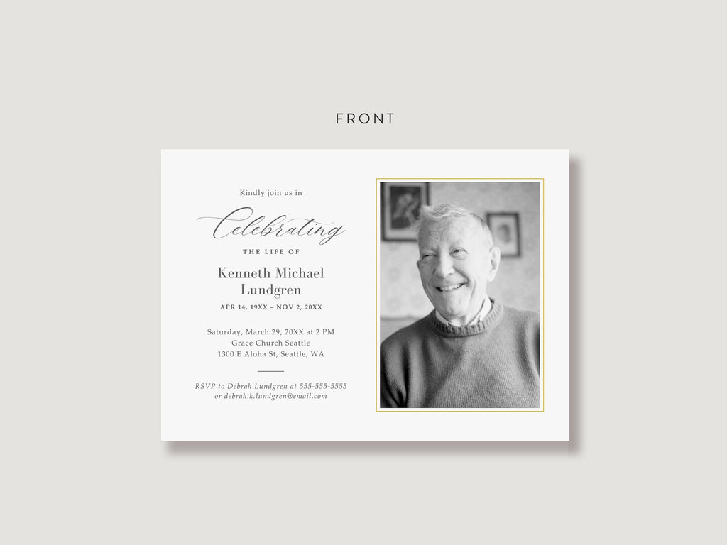 Classic Elegance Memorial Invitation | Canva Template (7x5 in)