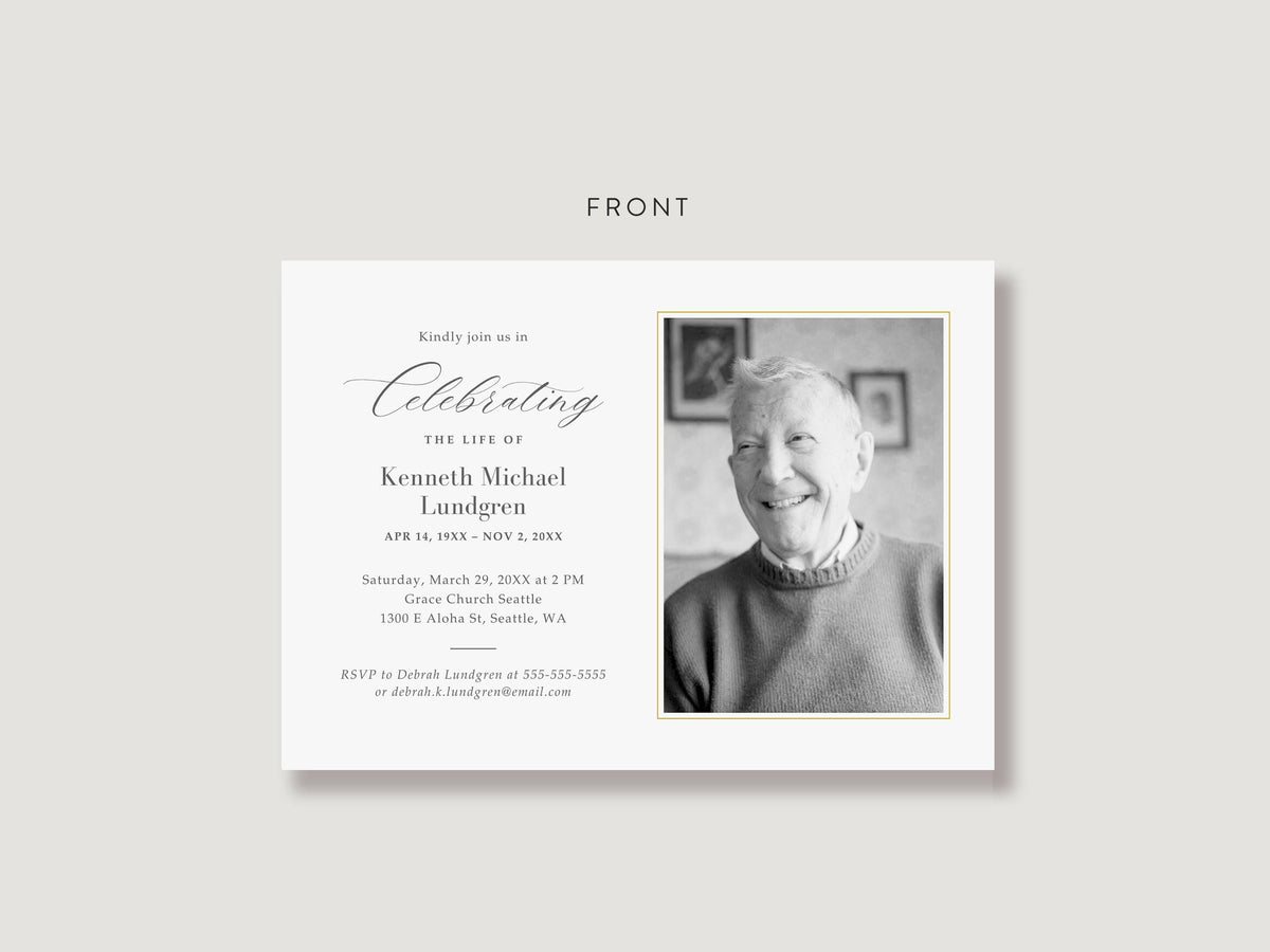 Classic Elegance Memorial Invitation | Canva Template (7x5 in)