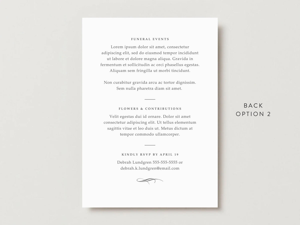 Classic Elegance Memorial Invitation | Canva Template (5x7 in)