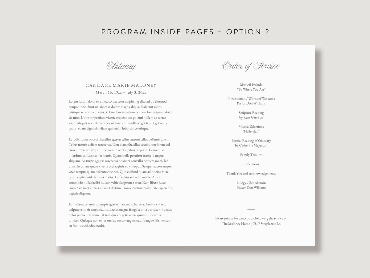 Greenery Cross Memorial Program | Canva Template (Folded 8.5x11 in, A4)
