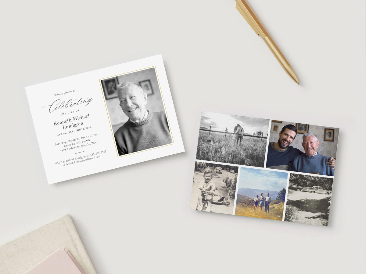 Classic Elegance Memorial Invitation | Canva Template (7x5 in)