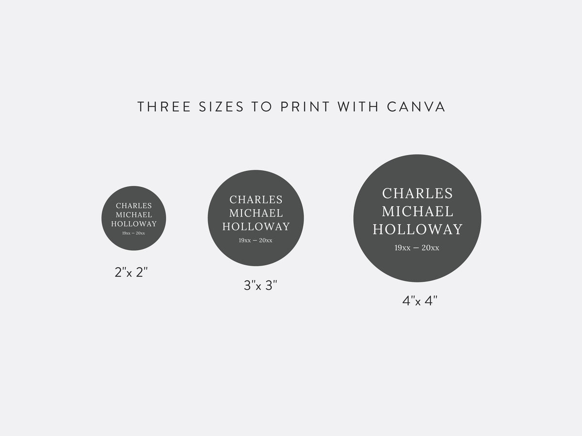Modern Minimal Round Favor Stickers | Canva Template (2x2, 3x3, 4x4 in)