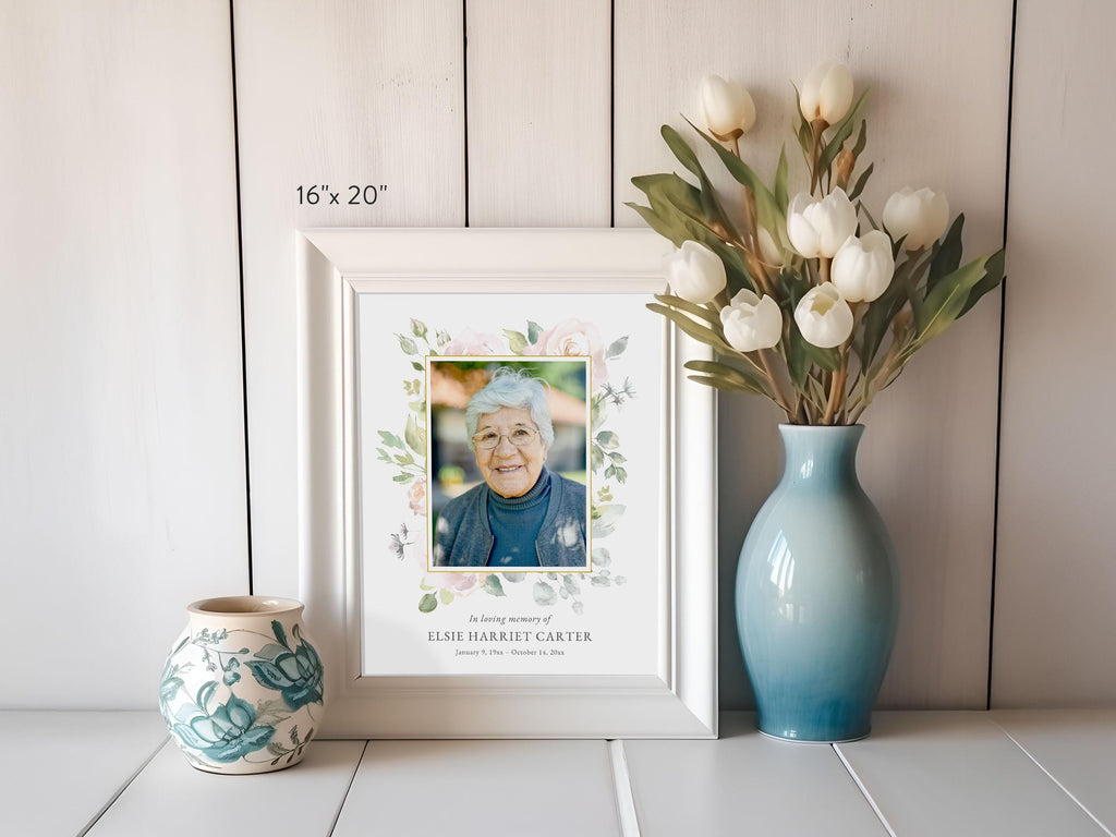 Floral Rose Large Memorial Welcome Sign | Canva Template (4 Sizes)