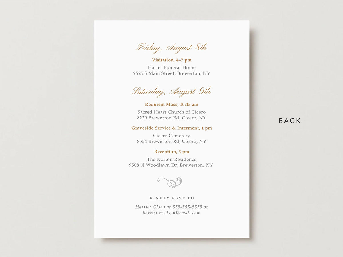 Ornate Frame Memorial Invitation | Canva Template (5x7 in)