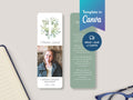 Greenery Cross Funeral Bookmark | Canva Template (2x6 in)