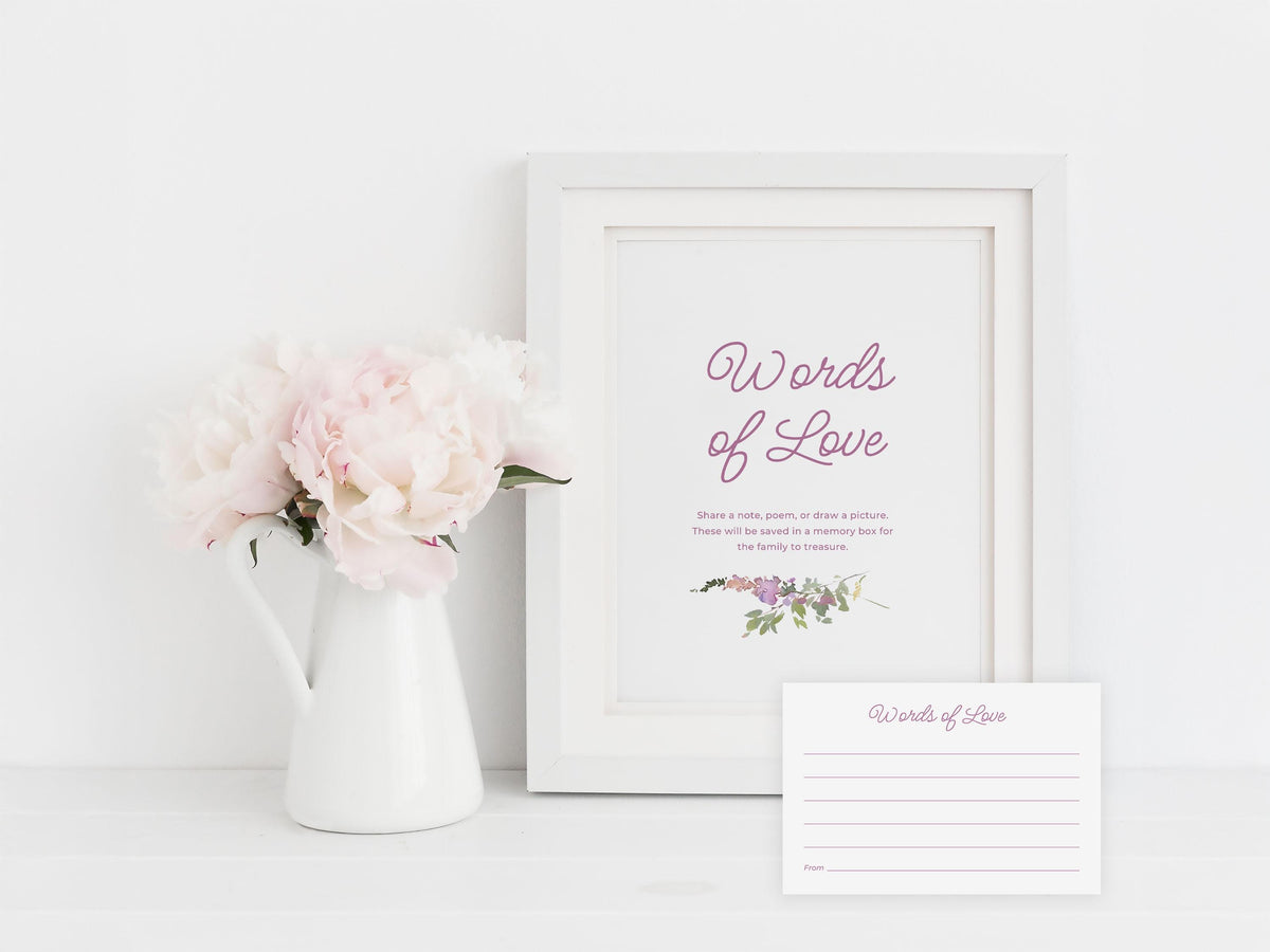 Pink Wildflower Share a Memory Sign and Card Set | Canva Template (8x10 in, 6x4 in)