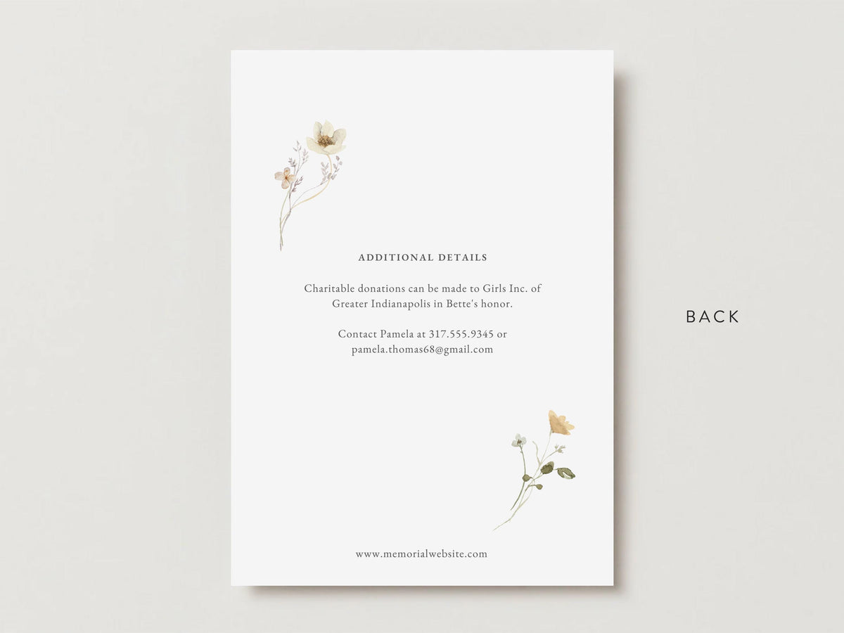 Flower Garden Memorial Invitation | Canva Template (5x7 in)
