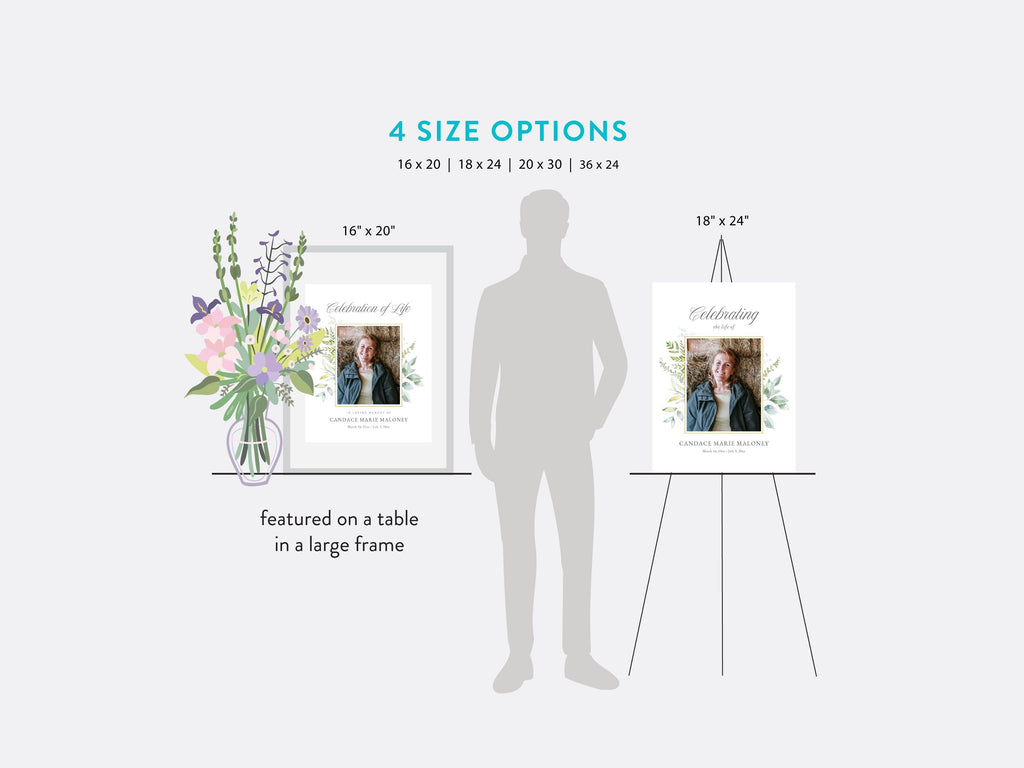 Greenery Cross Large Memorial Welcome Sign | Canva Template (4 Sizes)