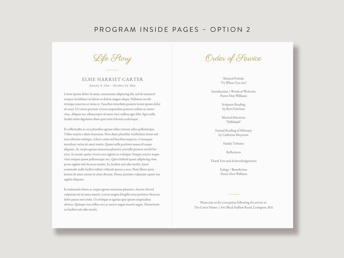 Floral Cross Memorial Program | Canva Template (Folded 8.5x11 in, A4)