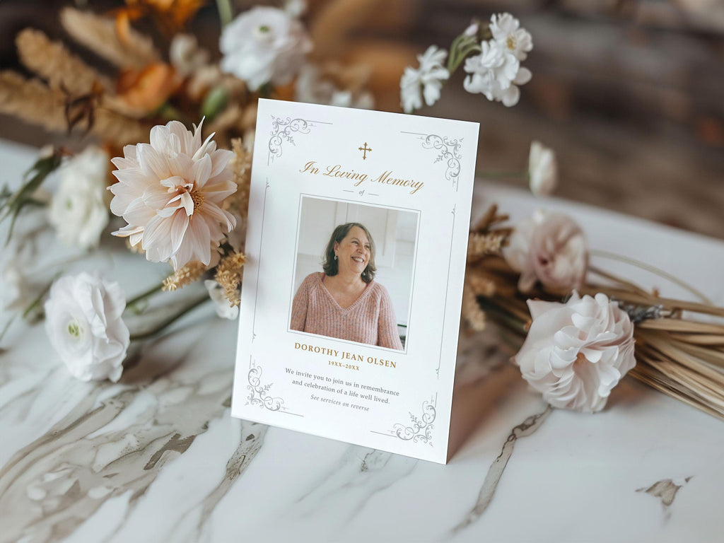 Ornate Frame Memorial Invitation | Canva Template (5x7 in)