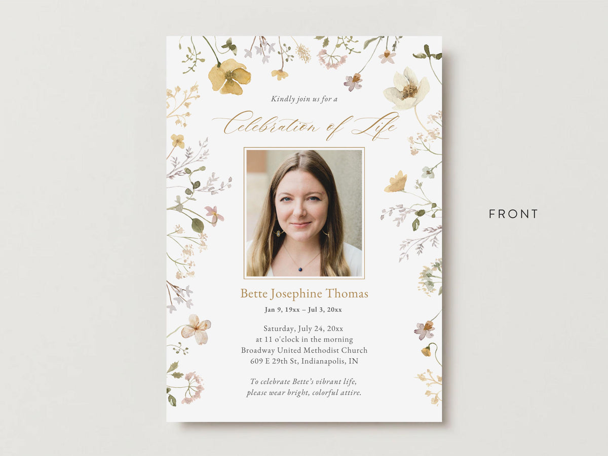 Flower Garden Memorial Invitation | Canva Template (5x7 in)