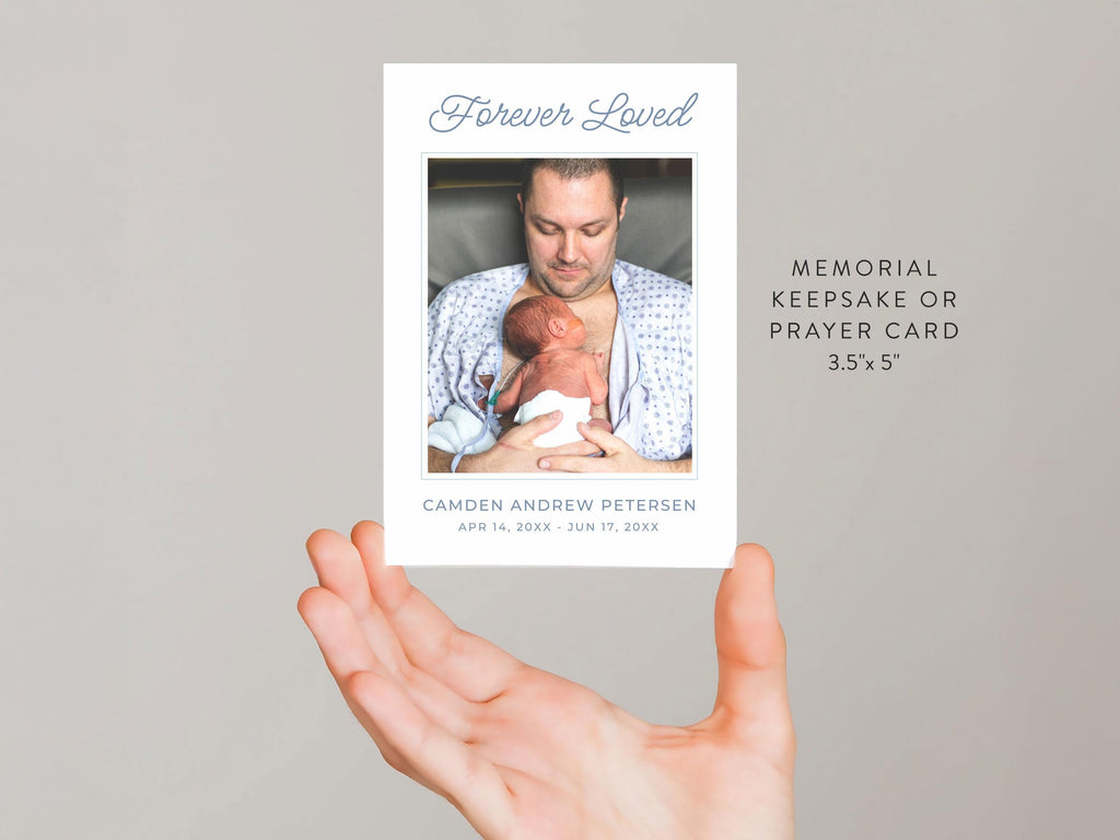 Infant Loss Blue Wildflower Prayer Card | Canva Template (3.5x5 in)