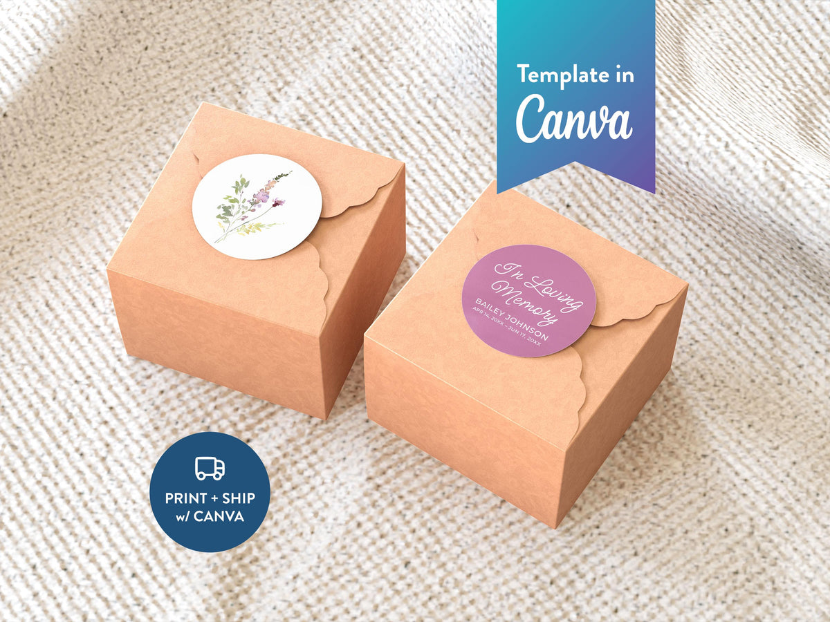 Infant Loss Pink Wildflower Round Favor Stickers | Canva Template (2x2, 3x3, 4x4 in)