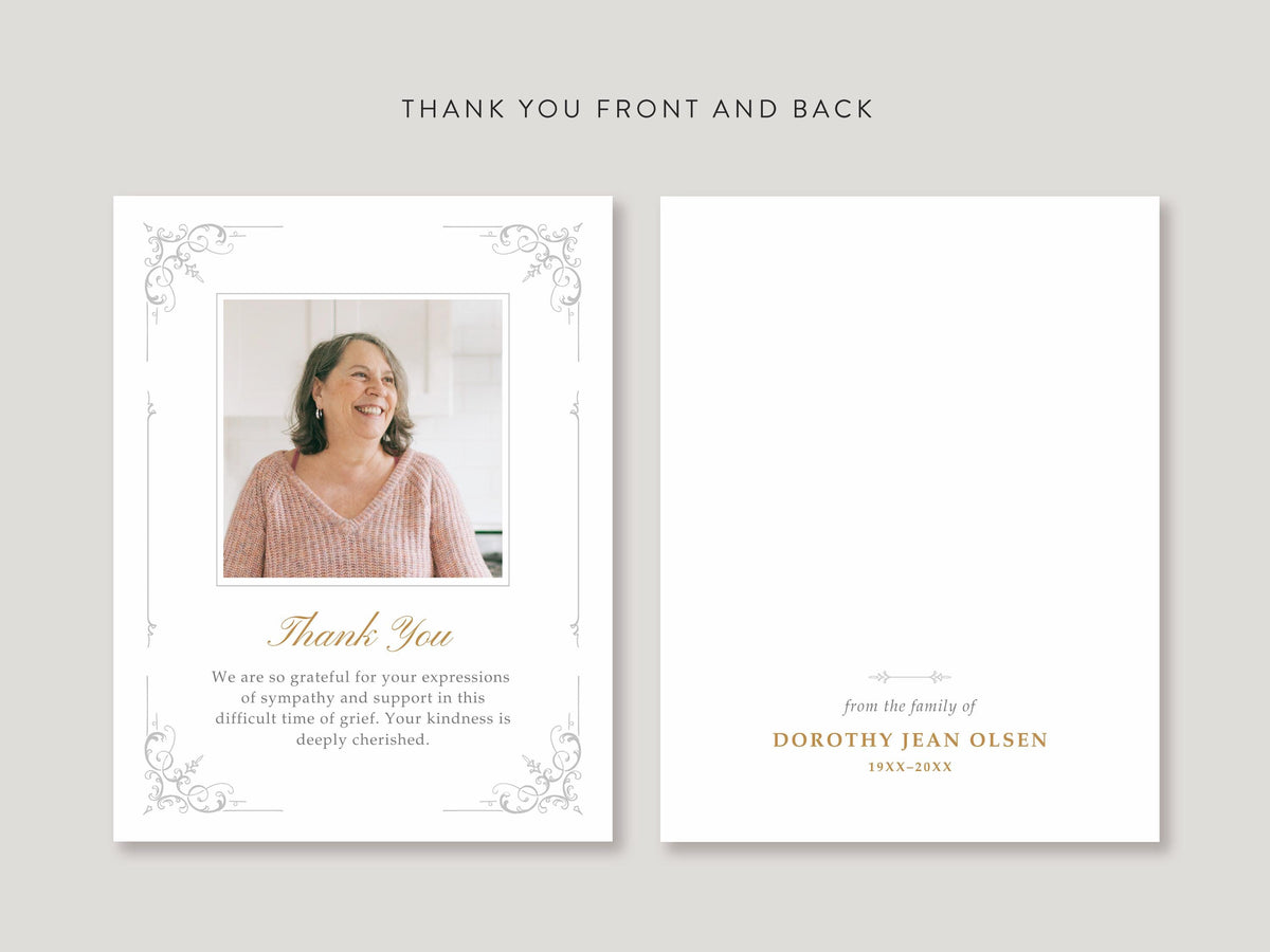 Ornate Frame Memorial Thank You | Canva Template (Flat, 4.25x5.5 in)