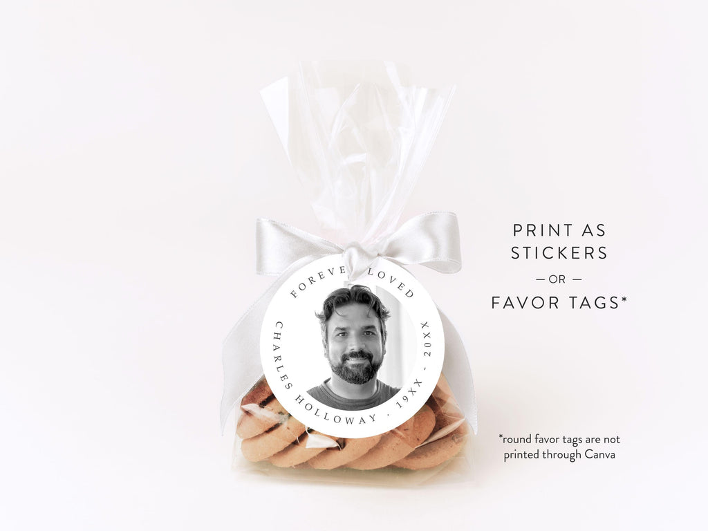 Modern Minimal Round Favor Stickers | Canva Template (2x2, 3x3, 4x4 in)