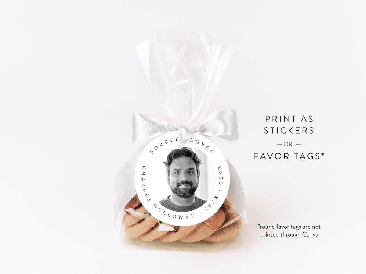 Modern Minimal Round Favor Stickers | Canva Template (2x2, 3x3, 4x4 in)