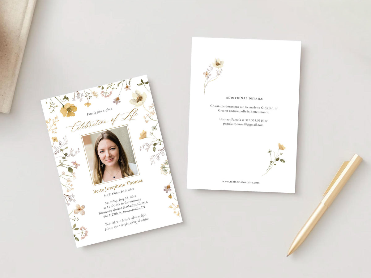 Flower Garden Memorial Invitation | Canva Template (5x7 in)