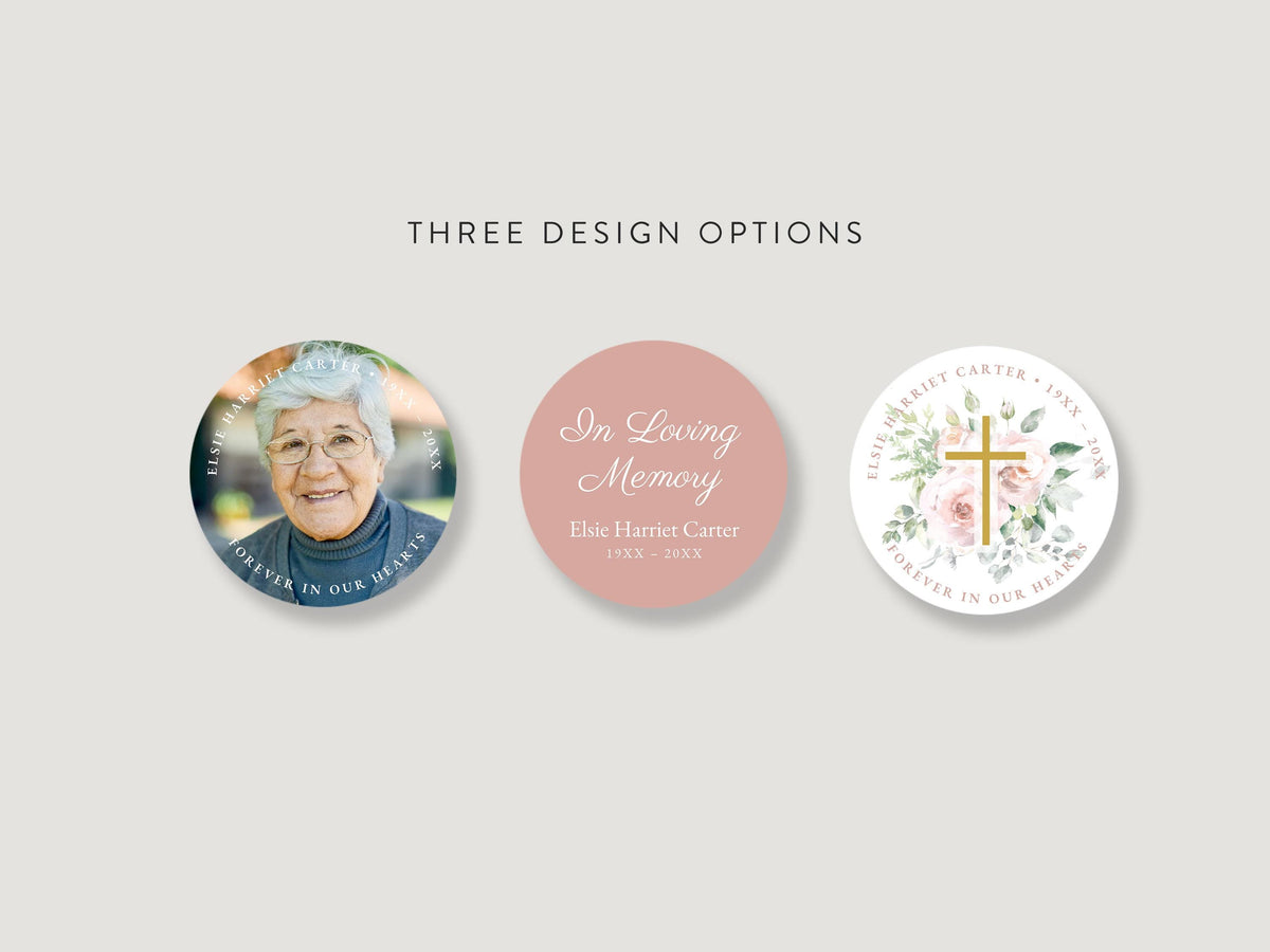 Floral Cross Round Favor Stickers | Canva Template (2x2, 3x3, 4x4 in)
