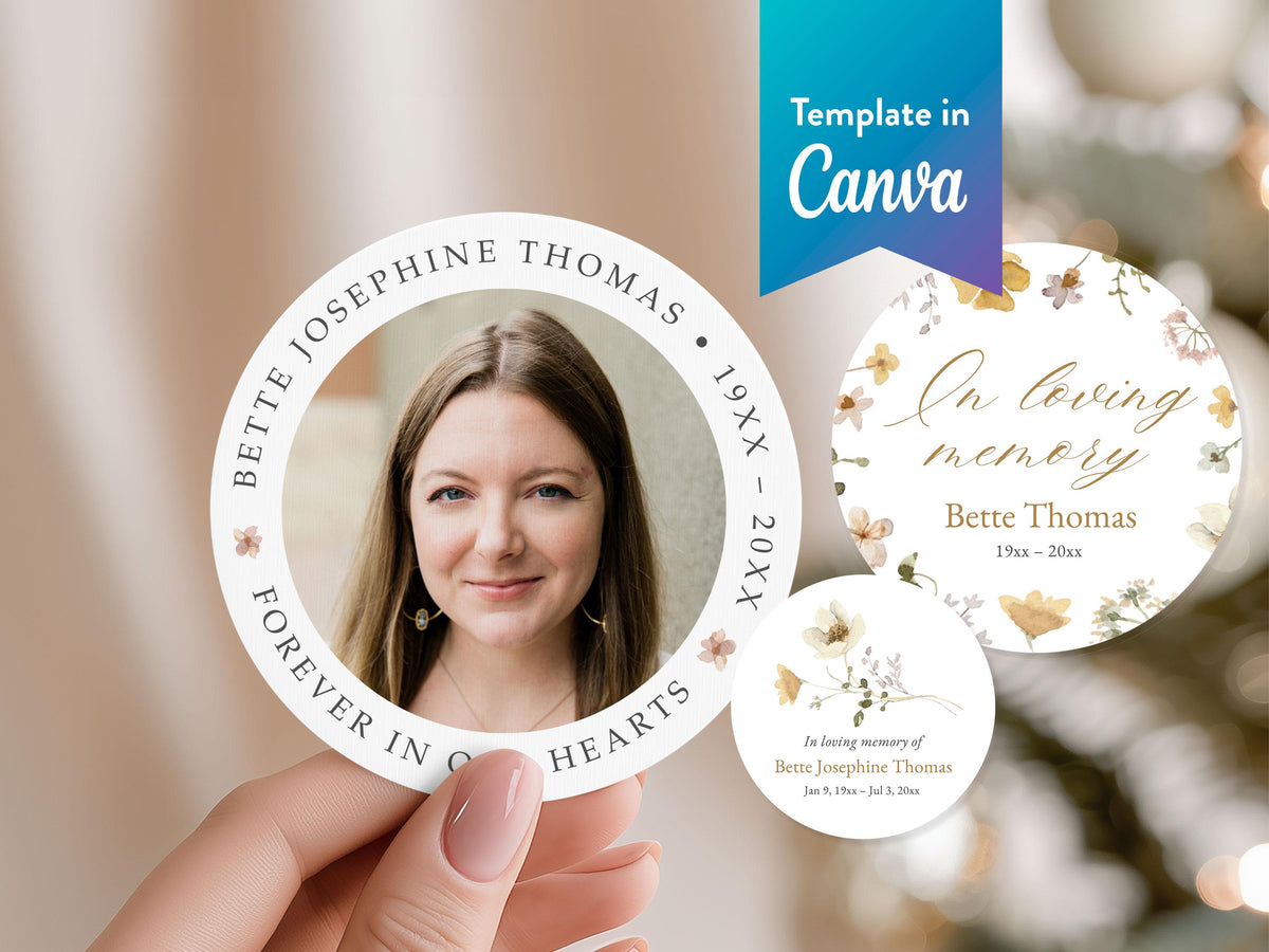 Flower Garden Round Favor Stickers | Canva Template (2x2, 3x3, 4x4 in)