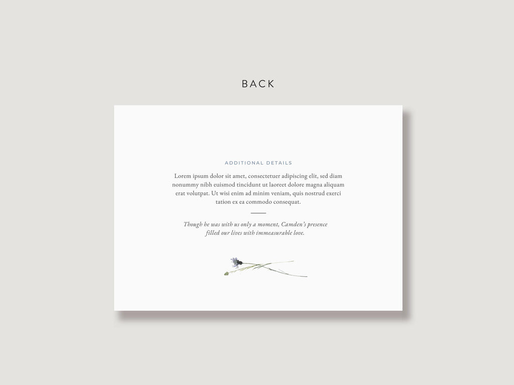 Blue Wildflower Infant Loss Memorial Invitation | Canva Template (7x5 in)