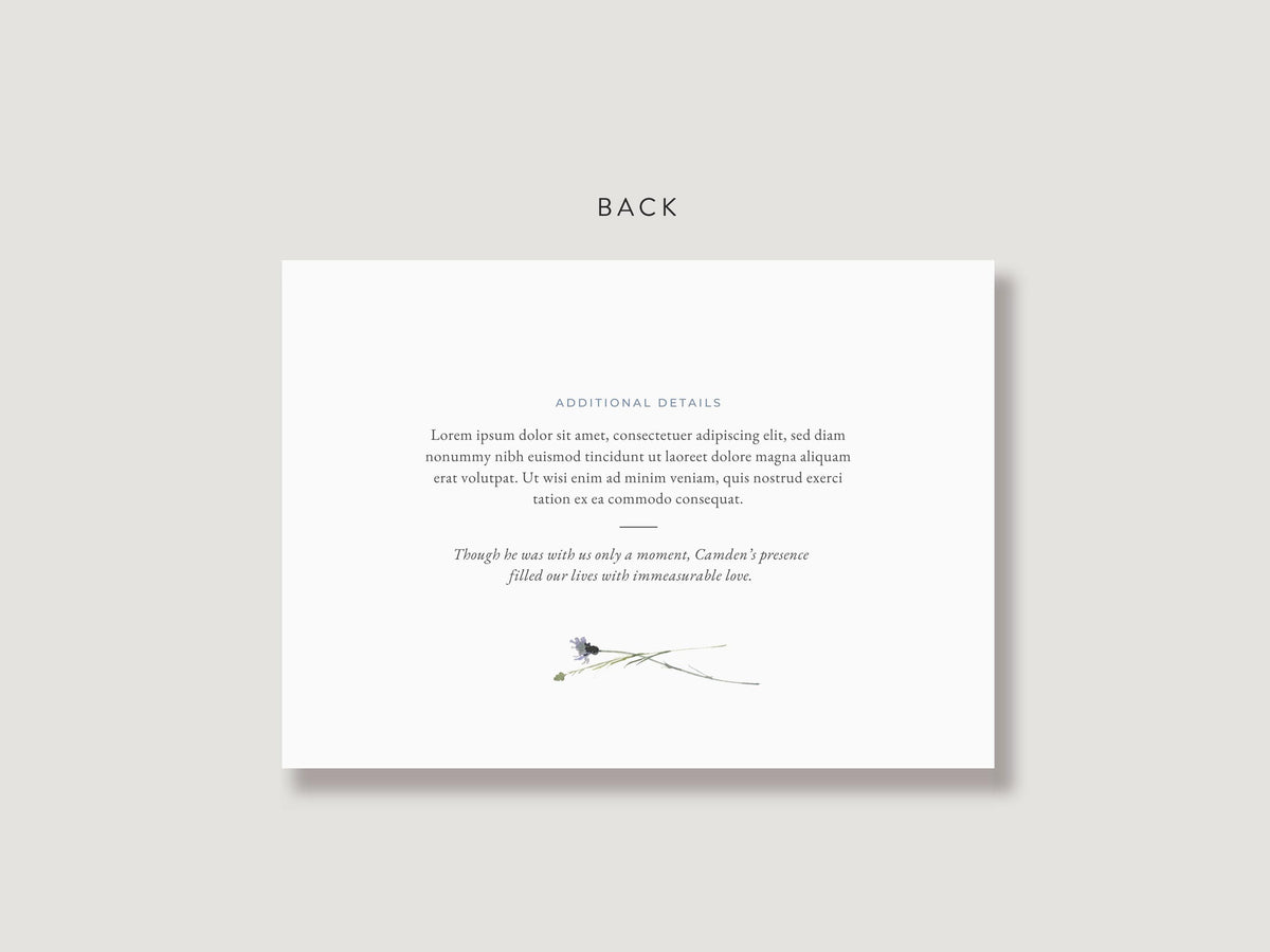 Blue Wildflower Infant Loss Memorial Invitation | Canva Template (7x5 in)