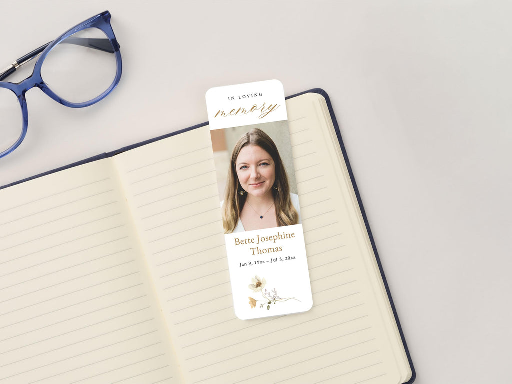 Flower Garden Funeral Bookmark | Canva Template (2x6 in)