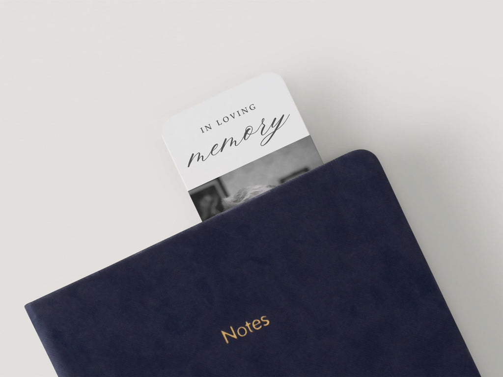 Classic Elegance Funeral Bookmark | Canva Template (2x6 in)