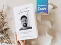 Modern Minimal Memorial Program | Canva Template (Folded 8.5x11 in, A4)