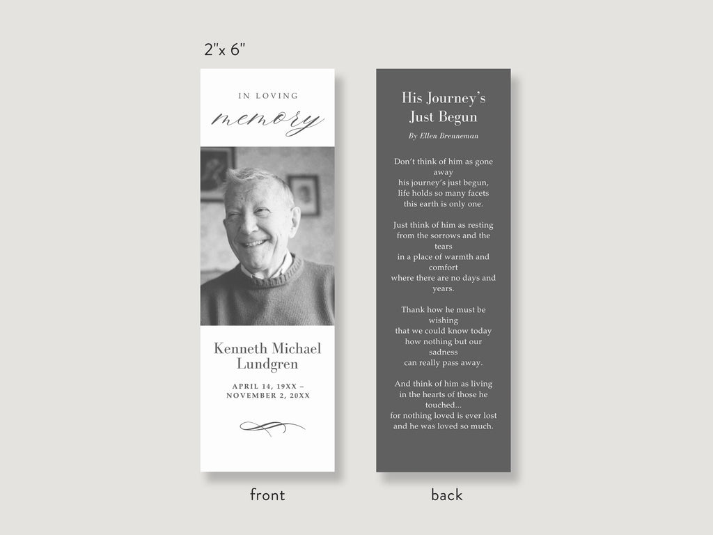 Classic Elegance Funeral Bookmark | Canva Template (2x6 in)