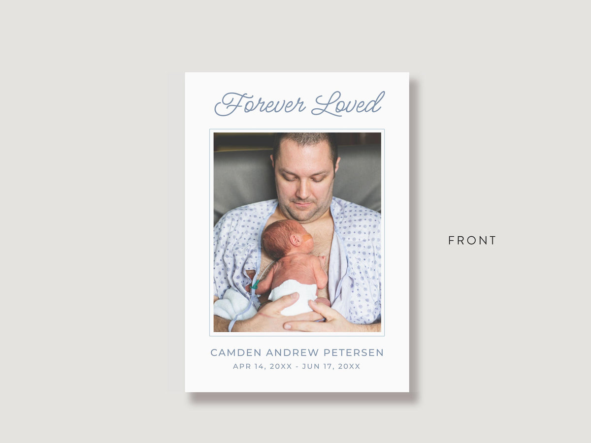 Infant Loss Blue Wildflower Prayer Card | Canva Template (3.5x5 in)